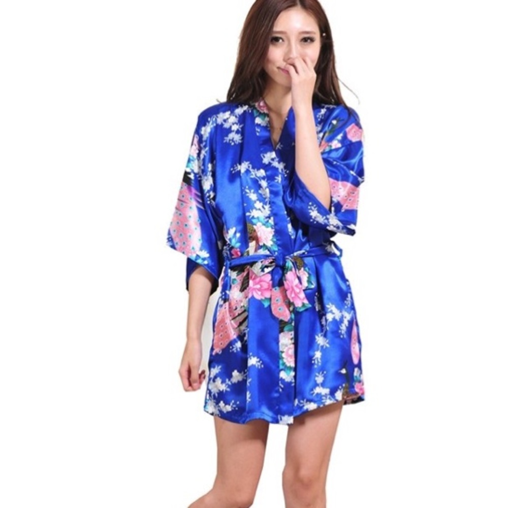 WEDDING BRIDE BRIDESMAID BATH ROBE SHORT KIMONO M